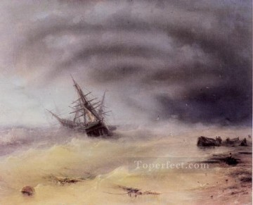 ボート Painting - 嵐 1872IBI 海景ボート Ivan Aivazovsky